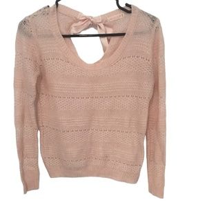Ardene pink sweater XS, long sleeved, pink ribbon bow on back